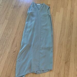 COS Cupro Asymmetrical Hem Sleeveless Maxi Dress Light Green